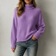 thumbnail image 2 of XUNKUSGA Womens Turtleneck Sweater Classic Solid Color Chunky Knit Pullover Sweaters Loose Casual Long Sleeve Fall Winter Tops Soft Warm Cozy Sweaters for Women Daily Wear,Size L, 2 of 6