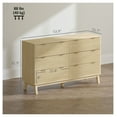 thumbnail image 3 of 6 Drawer Dresser Bedroom, Fluted Chest with Gold Pulls, Natural Wood - Modern Storage for Clothes & Accessories, 3 of 9