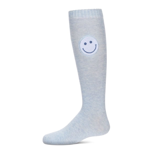 MeMoi Fuzzy Smiley Face Knee High Socks - Girls - Female, 2, Blue