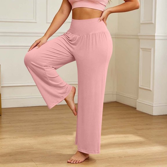 Warop Modal High Waist Cotton Sleep Pants for Woman, Straight Wide Leg Bottoms, Relaxed Casual for Fall and Home