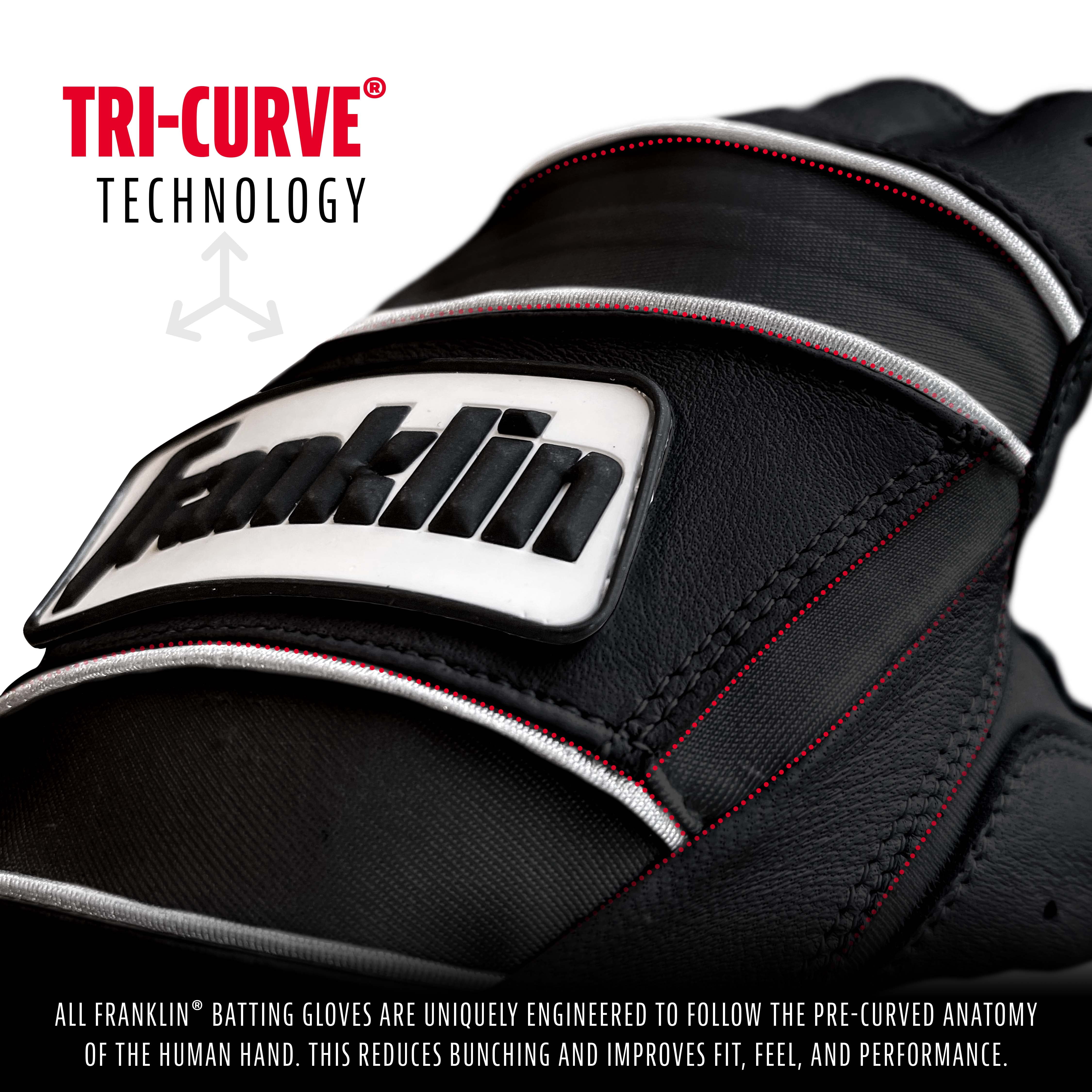 Franklin Sports MLB Batting Gloves - Natural II - Black/Black - Youth Large