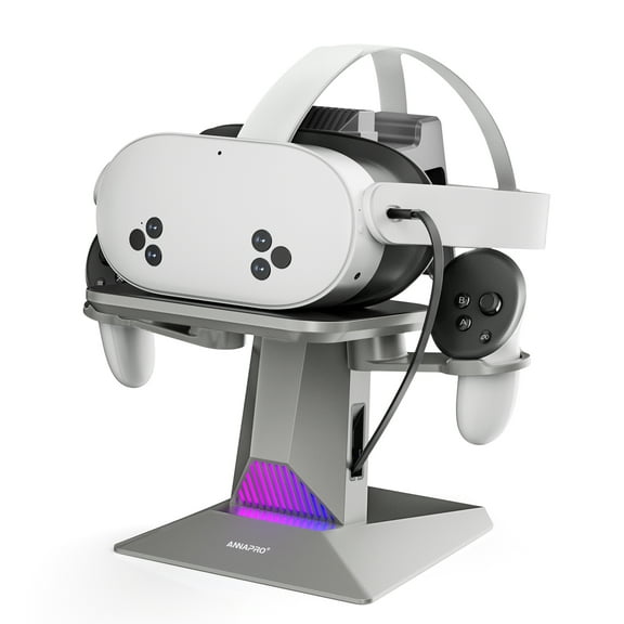 ANNAPRO CD1 Charging Dock for Meta Quest 3S/3, Quest 2, Retractable Charging Cable to Charge VR Headset, RGB Charging Station Accessories Compatible with Elite Strap and Controllers