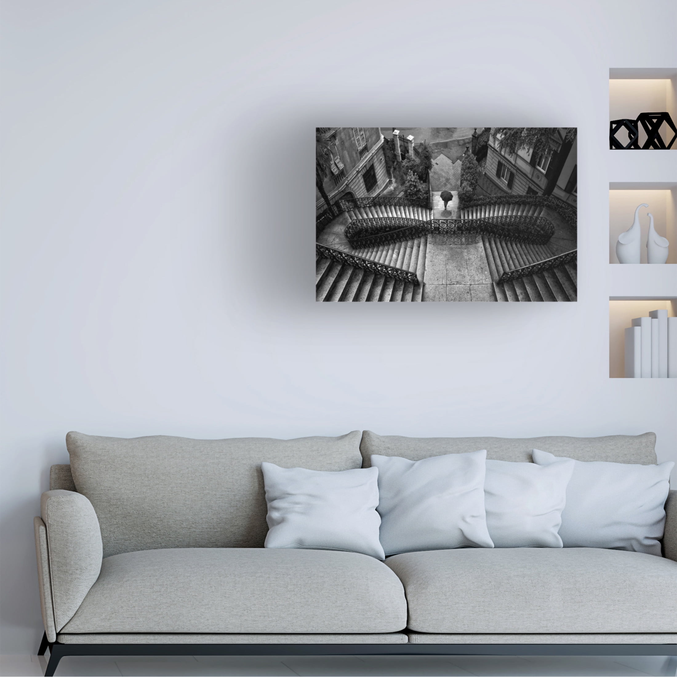 Canvas Wall Art - Domenico Montemagno 'Scalinata Poli' Wall Art for Living Room, Bedroom, or Office Décor by Trademark Fine Art - 47 x 30 Inches