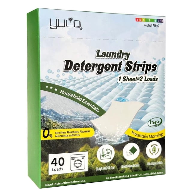 Lightweight Laundry Sheets (40 Pcs) - Concentrated Laundry Tablets with Advanced Surfactants & Enzymes, Plant-Based Stain-Free Cleaning for HE Washers, Lavender Scent, Plastic-Free Packaging