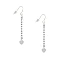 thumbnail image 2 of Delight Jewelry Acrylic 5/16" Imitation Pearl Heart - Silver-tone Long Sparkle Dangle French Earrings, 2 of 4