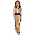 thumbnail image 2 of Hansber Girls Disco Outfits Kids 70s Party Dress Up Bell Bottom Jumpsuit Sleeveless Sequins Dancing Romper Gold 6, 2 of 6