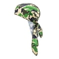 thumbnail image 2 of Gorro tipo bandana de seda con diseño de calavera, de cola larga, transpirable y de imitación de seda. Verde, 2 of 9