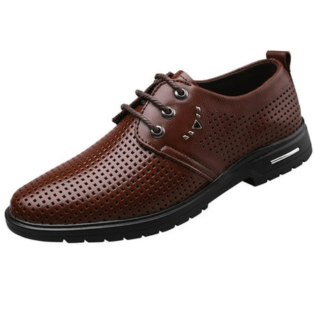Miluxas 2025 Clearance! Men s Dress Shoes Clearance Leather Eyelet Shoes Formal Slip on Dress Shoes for Men Business Derby Shoes