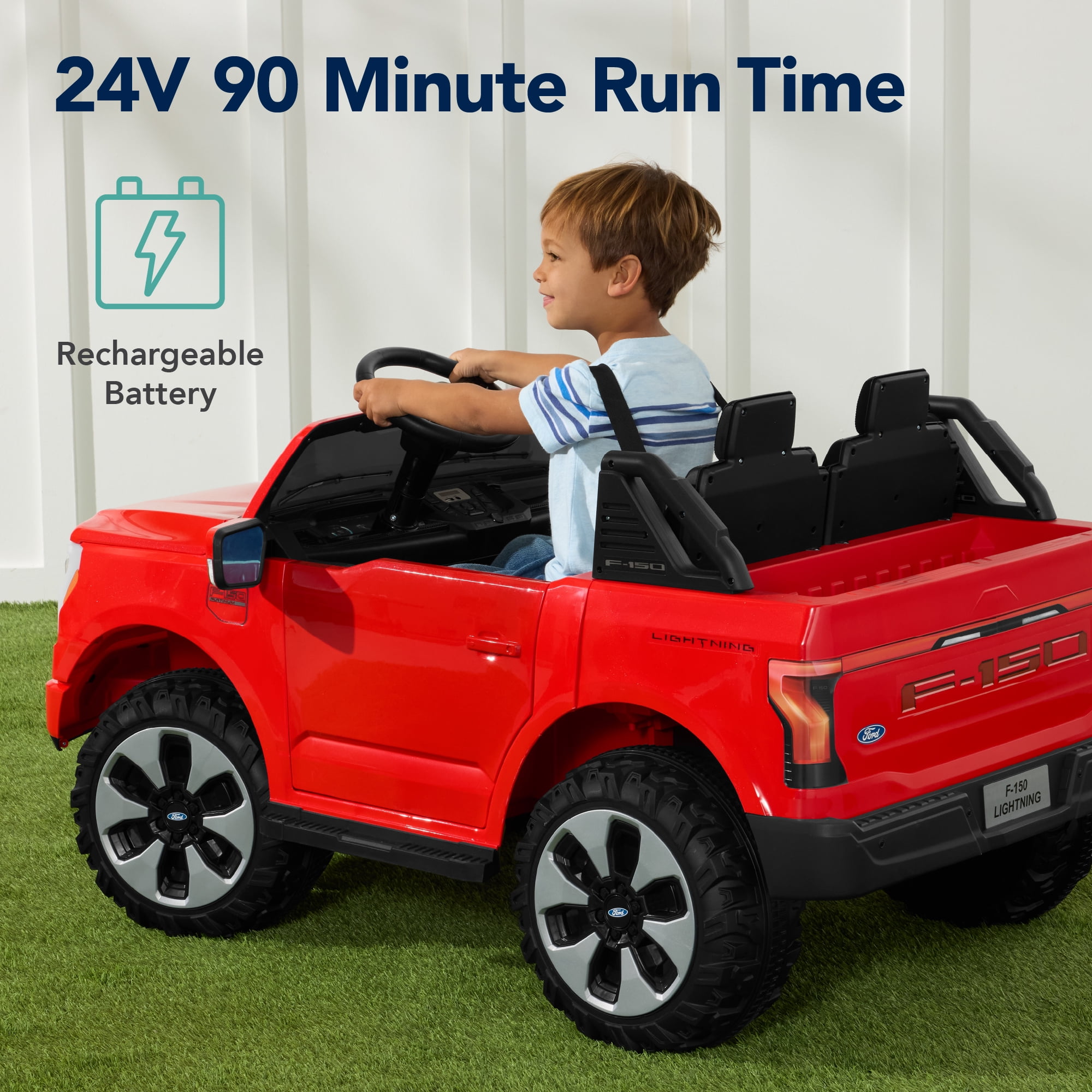 Best Choice Products Kids 24V Ride On Truck Officially Licensed Ford Lightning w/ Remote, LED Lights, 2 Speeds - Red