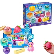 Ledyu Dumpling Squishies, Glitter Dumpling Mystery Box, Fidget Adults, Dumplings Stress Balls with Food Steamer,Stretchy Desk, B