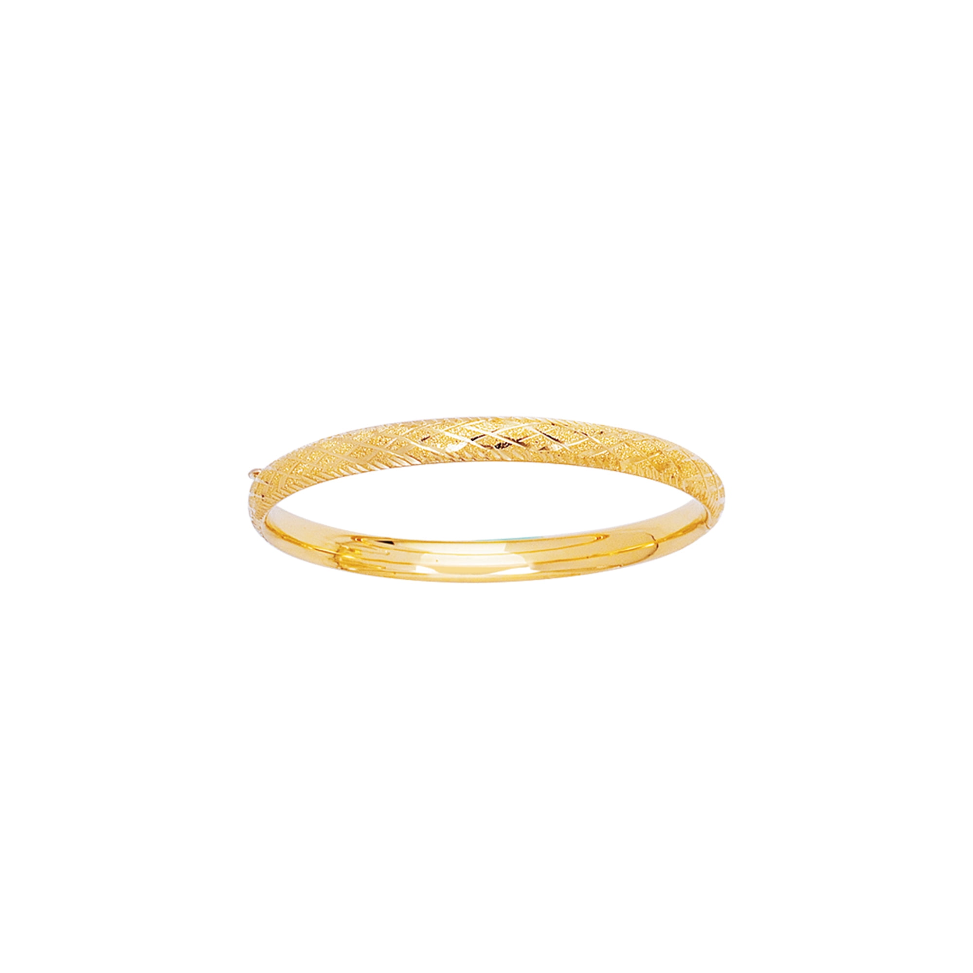 Double Accent 14K Yellow Gold Hollow DC Stackable 3mm Oval Shape Bangle Bracelet Available 7, 7.5 Inches