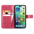 thumbnail image 3 of for iPhone 16 Pro Wallet Case, [Flower Embossed] Premium PU Leather Flip Protective Case Cover with Card Holder and Stand with Wrist Strap for iPhone 16 Pro, Rose, 3 of 6