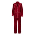 thumbnail image 2 of Family Christmas Pajamas Matching Sets Silk Satin Pajamas PJ's Solid Family Matching Sleepwear Nightwear Pants Set For Women Men Couples Women Men Red, 2 of 6