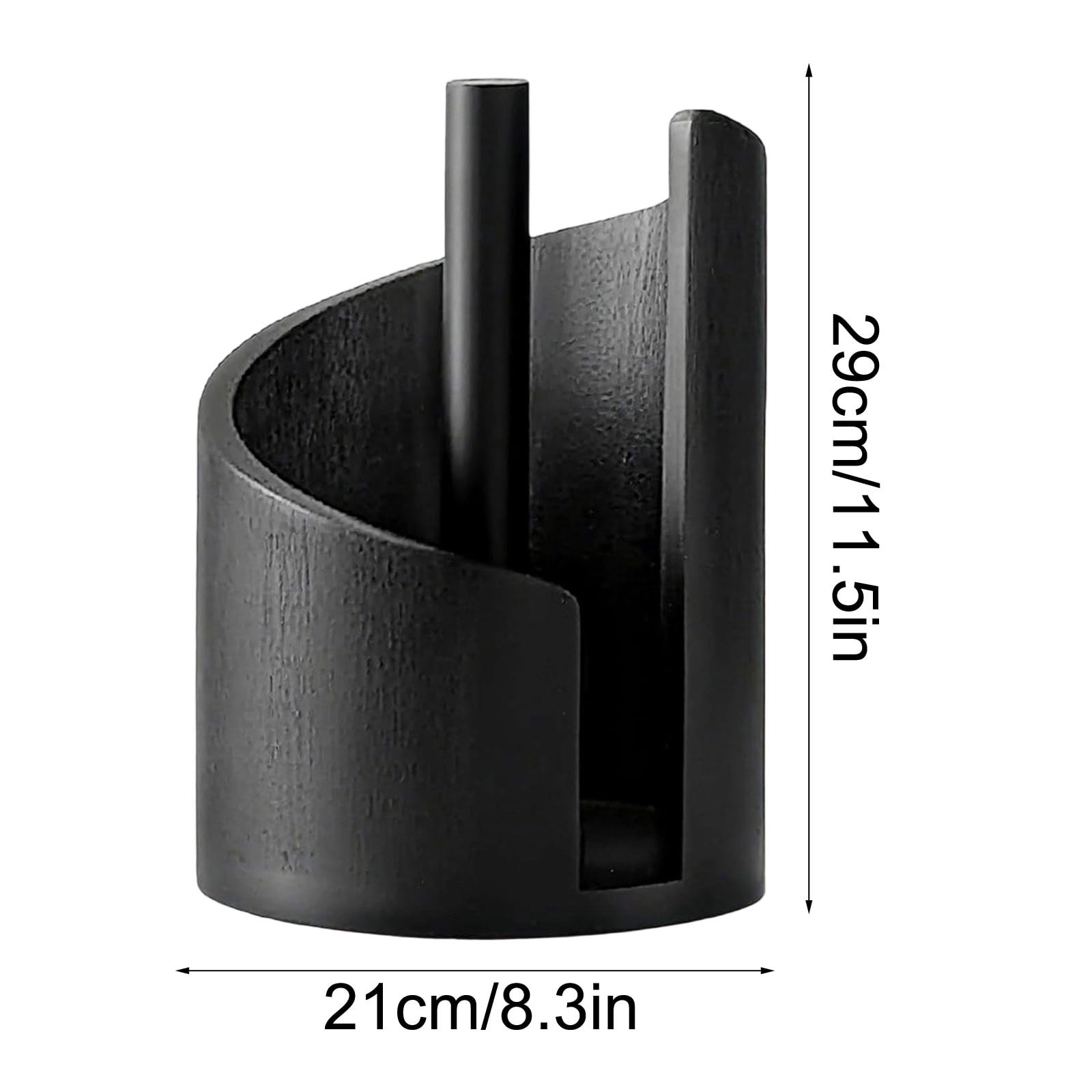 LIORAGLJ 8.5x8.25x8.25in Natural Wood Paper Towel Holder with Iron Stand for Kitchen Countertop Organization (Black)