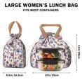 thumbnail image 5 of Pioneer Flower Drawstring Lunch Bag Women - Drawstring Lunch Bag Insulated for Work Office - Stain-Resistant Large Lunchbags for Women with Multi-Pockets, 5 of 6