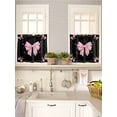 thumbnail image 5 of Valentine's Day 2 Panel Kitchen Curtains for Small Windows, Pink Bowknot Ribbon on Black Mother's Day Bathroom Tier Curtain, Short Window Treatment for Bedroom/Living Room 55"x36", 5 of 6