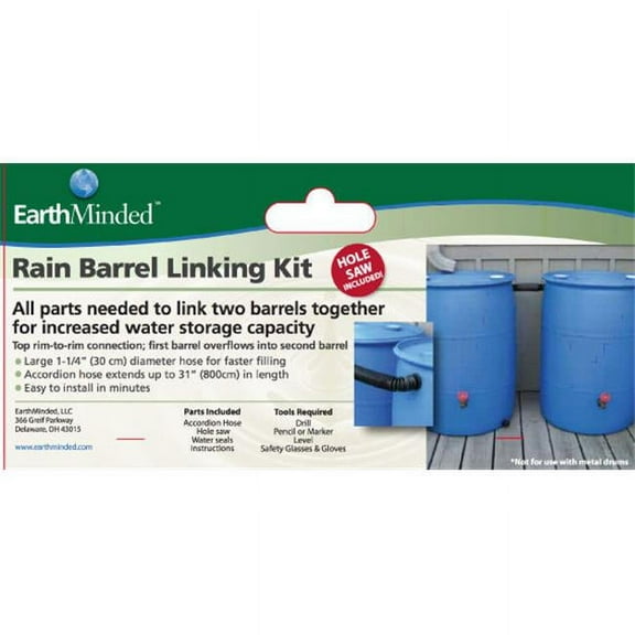 EarthMinded Plastic/Rubber Rain Barrels with Linking Kit