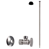 Westbrass 20" Corrugated Faucet or Toilet Supply Kit with 1/4-Turn Round Handle Angle Valve, Satin Nickel