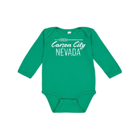 

Inktastic From Carson City Nevada in White Distressed Text Gift Baby Boy or Baby Girl Long Sleeve Bodysuit
