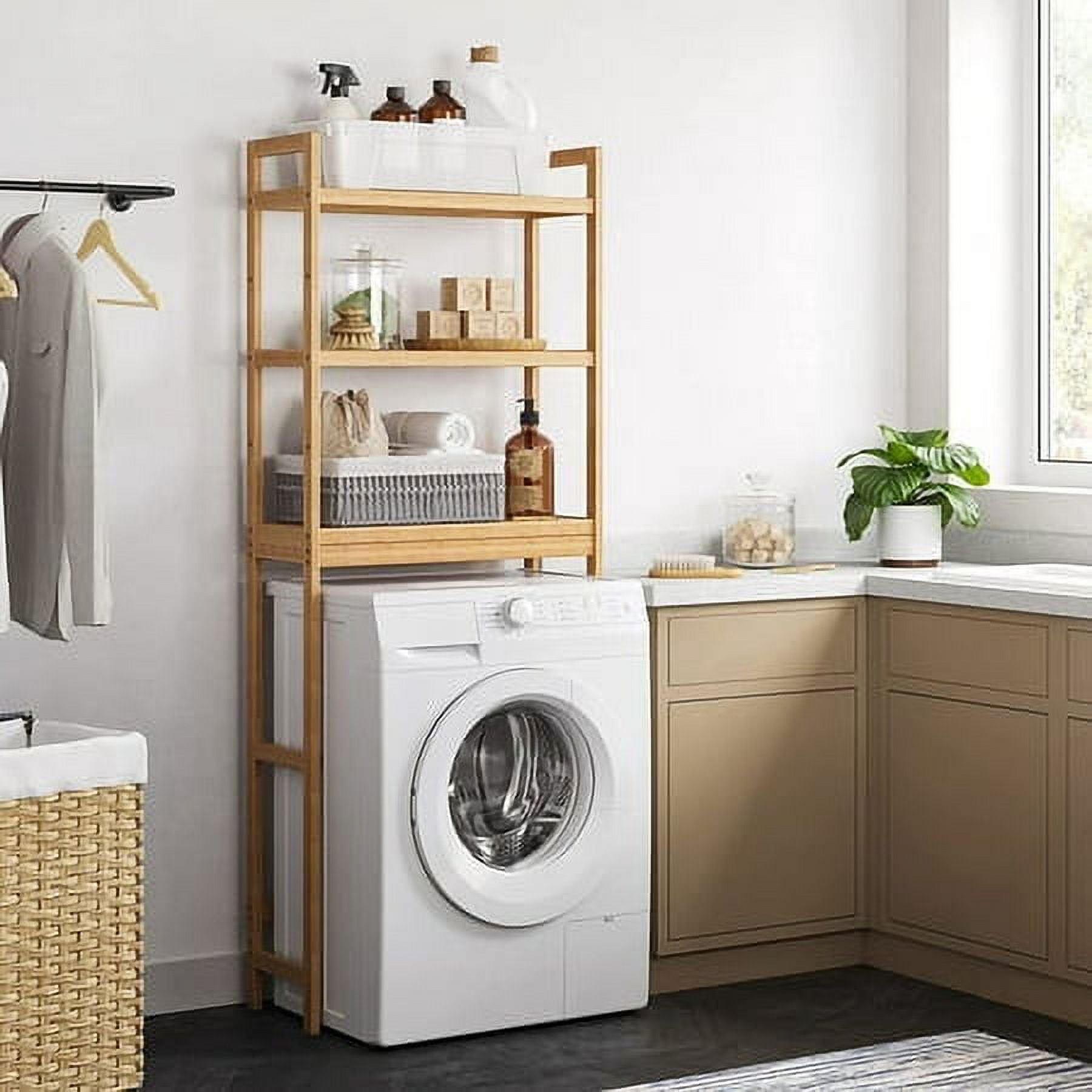 Wooden Washing Machine Top Organizer Shelf 150x68x21cm Bathroom