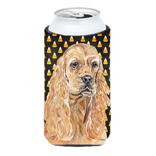 Cocker Spaniel Halloween Candy Corn Tall Boy bottle sleeve Hugger
