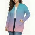thumbnail image 2 of Dasayo Long Womens Coat Open Front Light Blue Fall Casual Gradient Color Cardigan Jackets for Women XXXXL, 2 of 5