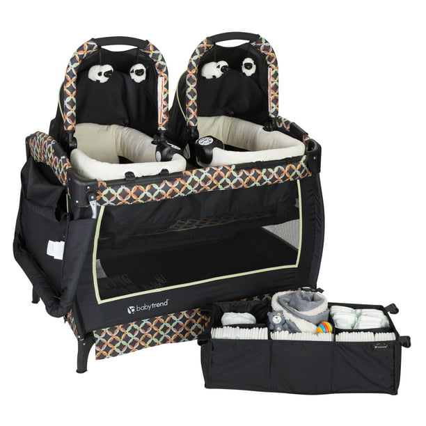 Baby Trend Twins Nursery Center Playard with Bassinet and Travel Bag -  Circle Tech Multi-Color - Walmart.com