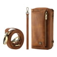 thumbnail image 3 of K-Lion Luxury Fashion Case for iPhone 14 6.1" 2022, Leather Zipper Purse [Removeable Magentic Slim Shell & Crossbody Lanyard] Kickstand Zip Card & Cash Holders Anti-scratch & Anti-drop Case, Brown, 3 of 7