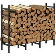 4FT Firewood Log Rack Outdoor Heavy Duty Metal Fire Wood Holder Adjustable
