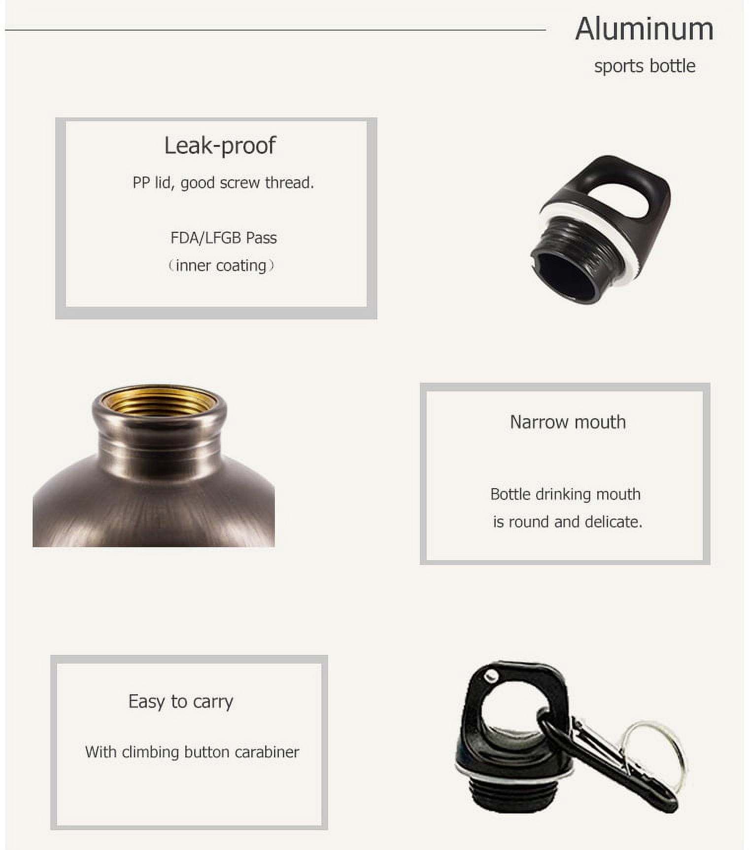 INTSUPERMAI 5pcs 600ml Aluminum Water Bottles Silver with Carabiner Hook for Sublimation Transfer Printing