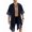 Navy Blue, variant on COOFANDY Mens Long Cardigan Cotton Kimono Lightweight Casual Beach Robe