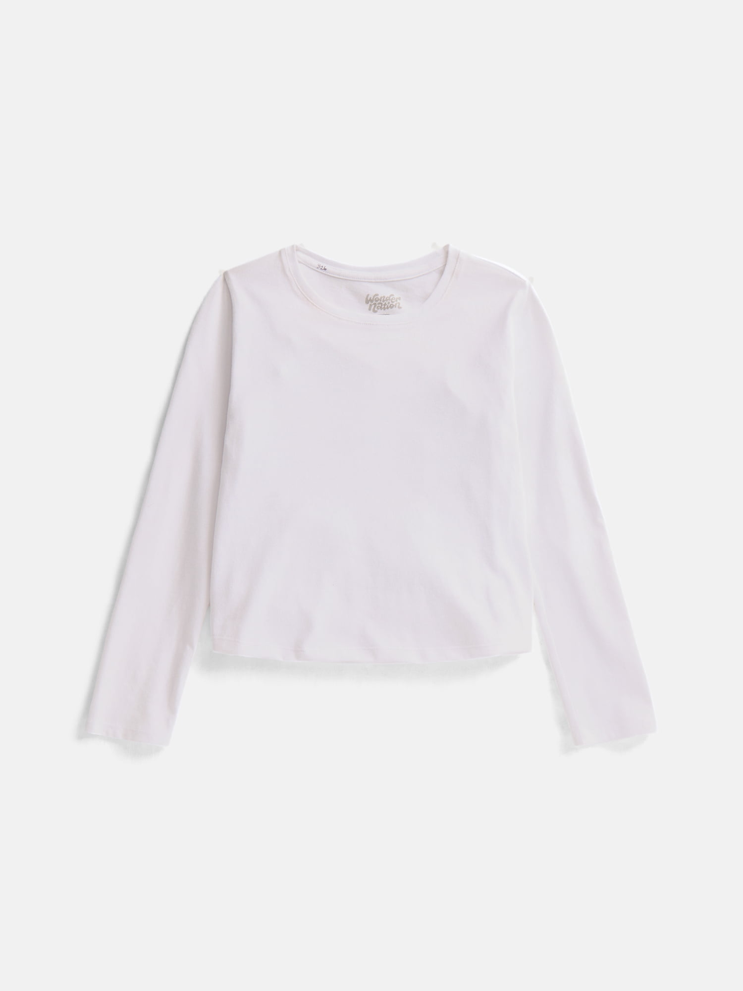 Wonder Nation Girls Kid Tough Tee with Long Sleeves, Sizes 4-18 & Plus