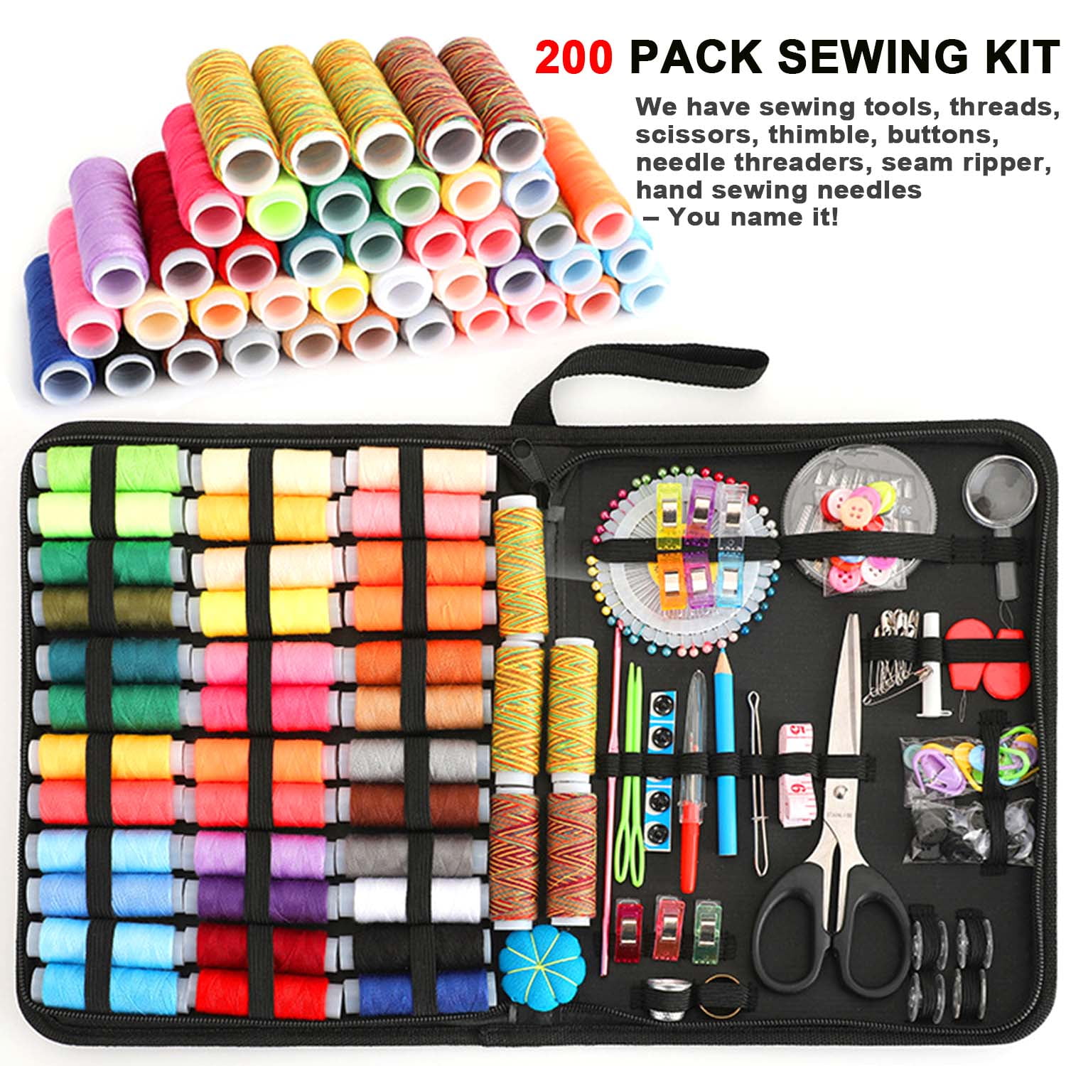 104 Pcs Premium Sewing Kit, Portable Needle and Thread Kit for Beginners,  Travelers and Adults, DIY Sewing Supplies with 18 Color Threads, 24  Needles, Seam Ripper, Scissors, Thimble etc