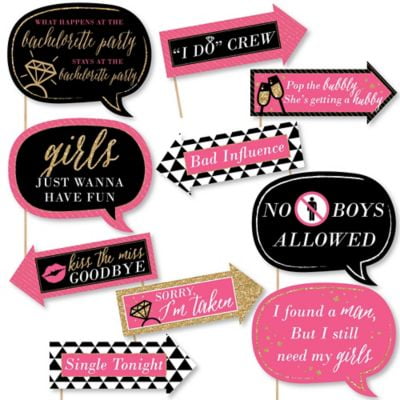 Funny Girls Night Out - Bachelorette Party Photo Booth Props Kit - 10 Piece