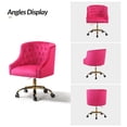 thumbnail image 3 of Modern Home Office Task Chair Swivel Rolling Computer Velvet Fabric Gold Legs Makeup Vanity Chairs Adult Bedroom Fushia, 3 of 8