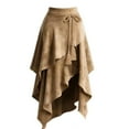 thumbnail image 5 of LWavelet Faux Suede Drawstring Fringe Asymmetrical Maxi Skirt Women Western Style Fall Casual Flowy Bottoms Khaki M, 5 of 5
