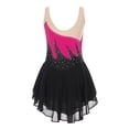 thumbnail image 2 of Jowowha Robe de Danse Patinage pour Filles Enfants Sans Manches en Strass Brillant Robe Justaucorps en Maille Transparente Rose Vif 8, 2 of 5