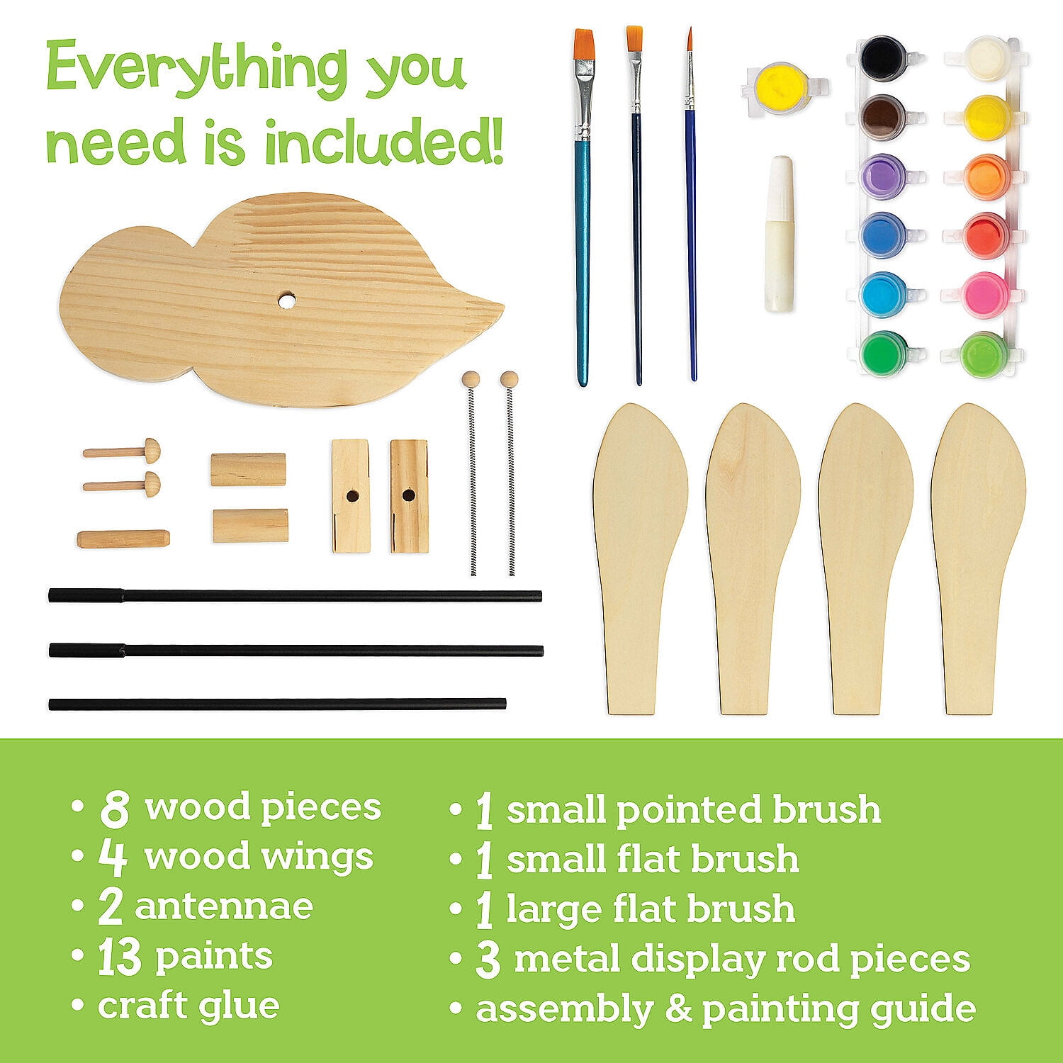 MindWare Make Your Own Bumble Bee Wind Spinner Wood Craft Kit, Build & Decorate for Ages 8 & Up