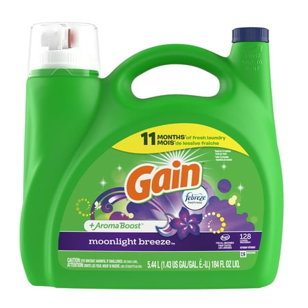Gain Liquid Laundry Detergent, Moonlight Breeze, 128 Loads, 184 fl oz