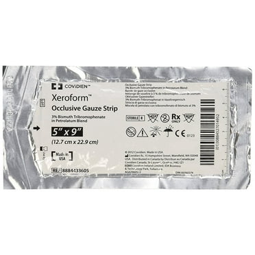 Xeroform 8884433605 (Set of 3) Xeroform Occlusive Petrolatum Gauze Strip, 5 in. x 9 in.
