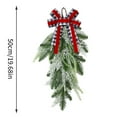 thumbnail image 3 of Artificial Christmas Teardrop Swag 19.69 Inch Winter Greenery Garland with Red Berries Bow Cedar Pine Xmas Door Swag for Front Door Wall Hanging Indoor Outdoor Fireplace Decor, 3 of 6