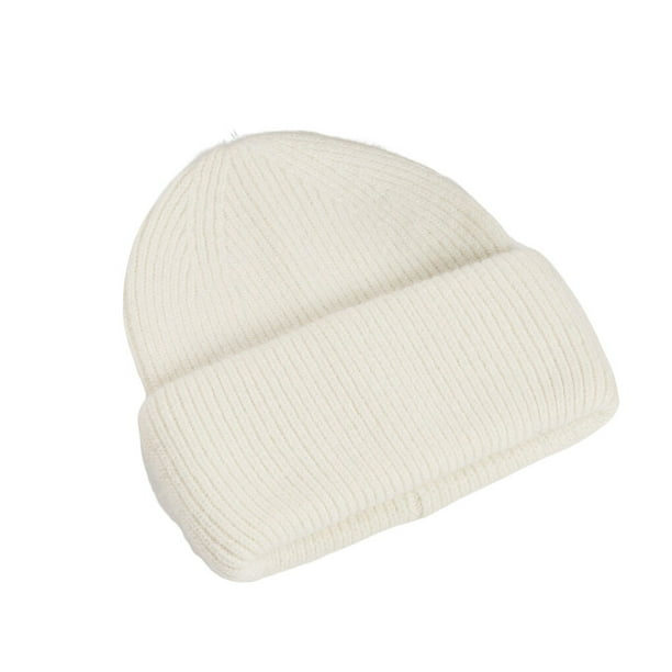 Sonducket Gorros de punto Unisex para mujer y hombre, gorro cálido para mantener el calor, gorro grueso cómodo de moda suave para actividades Sombreros Blanco