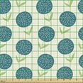 thumbnail image 2 of Ambesonne Floral Fabric by the Yard Upholstery, Doodled Abstract Flowers, 1 Yard, Blue and Pale Green, 2 of 5