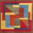 thumbnail image 1 of Ahgly Company Tapis d'Intérieur Carré Abstrait Rouge, 3 Pieds Carré, 1 of 6