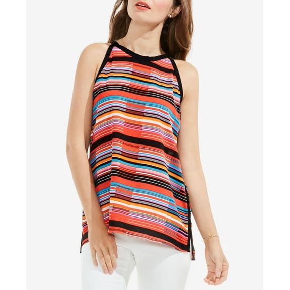 Vince Camuto Womens Sleeveless Cubana Beats Back Tie Halter Blouse Red Hot XS One Size