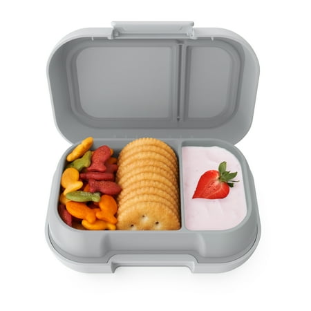 

Bentgo Kids Snack - 2 Compartment Leak-Proof Bento-Style Food Storage for Snacks and Small Meals Easy-Open Latch Dishwasher Safe and BPA-Free - Ideal for Ages 3+ (Gray)