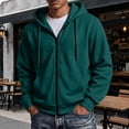 thumbnail image 2 of Hearthz Flannel Hoodie for Men Oversized Full Zip Up Hoodie Sweatshirts for Men Drawstring Fall Winter Warm Hoodie Jackets for Men Dark Green L, 2 of 8