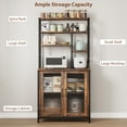 thumbnail image 4 of M optimized Bakers Rack with Cabinet 5 Tier Microwave Stand 64.5" Microwave Storage Rack with Door Vintage Kitchen Utility Storage Shelf with Hooks Large Coffee Bar Station Kitchen, 4 of 9