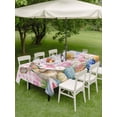 thumbnail image 3 of Outdoor Tablecloth with Umbrella Hole and Zipper, Spring Easter Bunny Rectangle Table Cloth 60x102 Inch Waterproof Tablecloth, Pink Plaid Tulip Botanical Eggs Picnic Table Cover for Patio Camping, 3 of 7