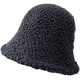 thumbnail image 3 of CoCopeaunts Women Bucket Hat Plain Autumn Winter Thicken Warm Lamb Wool Bucket Cap Outdoor Foldable Girl Simple Casual Basin Hat, 3 of 8